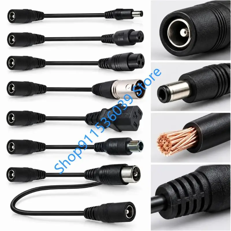 7PCS 5.5X2.1 To 3Pin XLR RCA IEC 3P 8016 5525 DC-Power Connector Cable Adapter for Scooter Electric Bike charging Plug