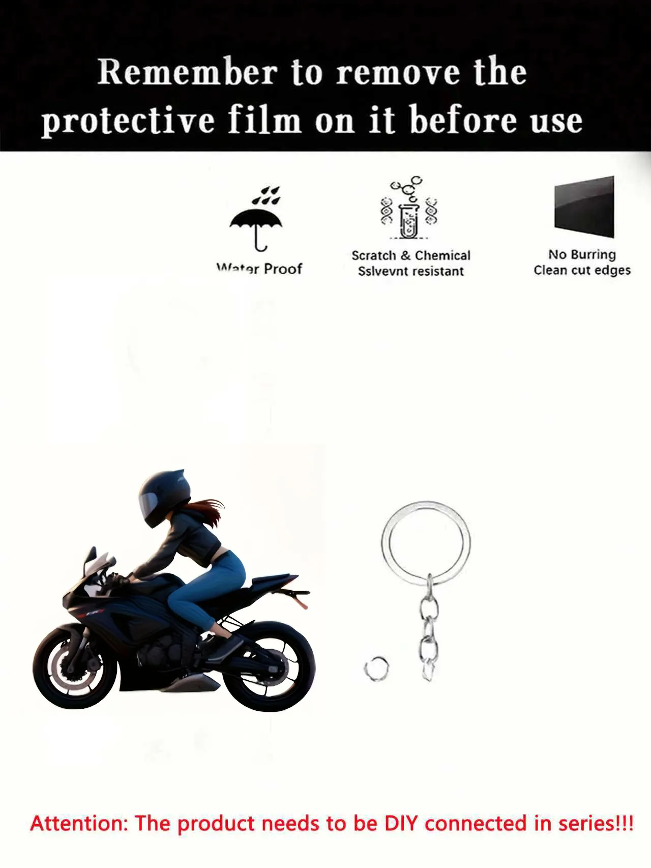 Motorcycle Rider 2D Flat Acrylic Keychain