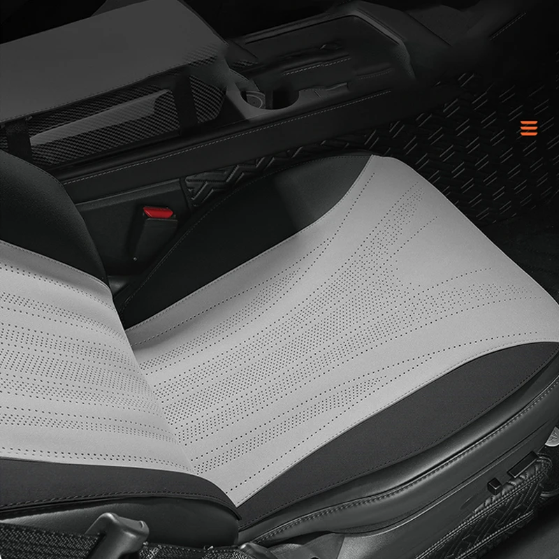 7PCS Car Special Seat Cover For Tesla Model Y 2021-2024 Breathable Suede Leather Automotive Interior Accessories Full Set-black