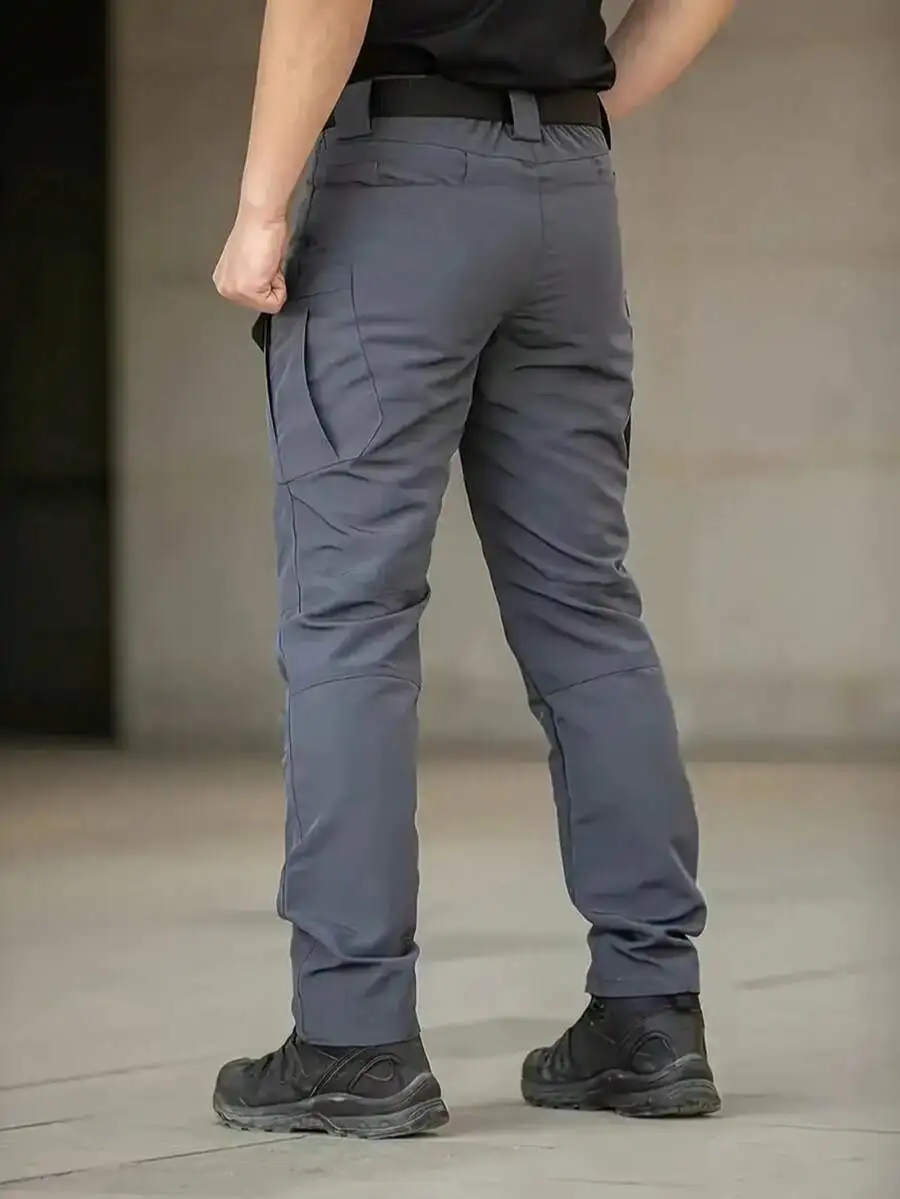 2-Pack Men'S Tactical Cargo Pants - Quick-Dry, Multi-Pocket, Wear-Resistant, Polyester Fabric, Non-Stretch, Solid Color,