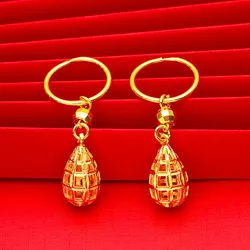 Genuine Gold Water Drop Earrings Simple Plum Blossom Design for Women Long Tassel Earrings Fine Jewelry Gifts Not Fade