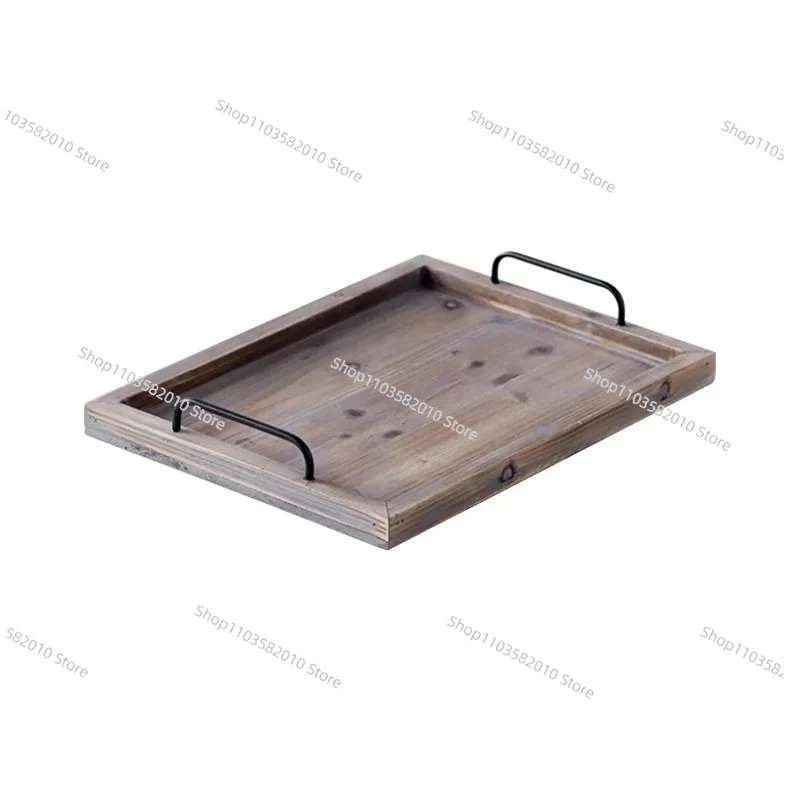 American Retro Solid Wood Fruit Tray, Wabi-Sabi Style Decorative Serving Plate, Handcrafted Rustic Desktop Organizer