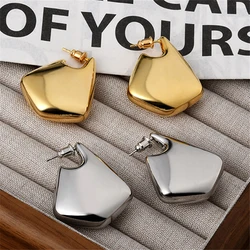 New metallic luster water drop earrings Golden irregular geometry Fashionable and simple pattern Jewelry party gift 2024