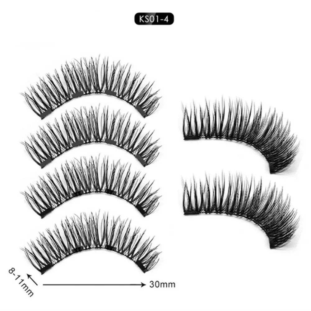 Faux-cils magnétiques pour femmes, bande complète, 4 aimants, sans colle, avec applicateur/clip, extension de cils