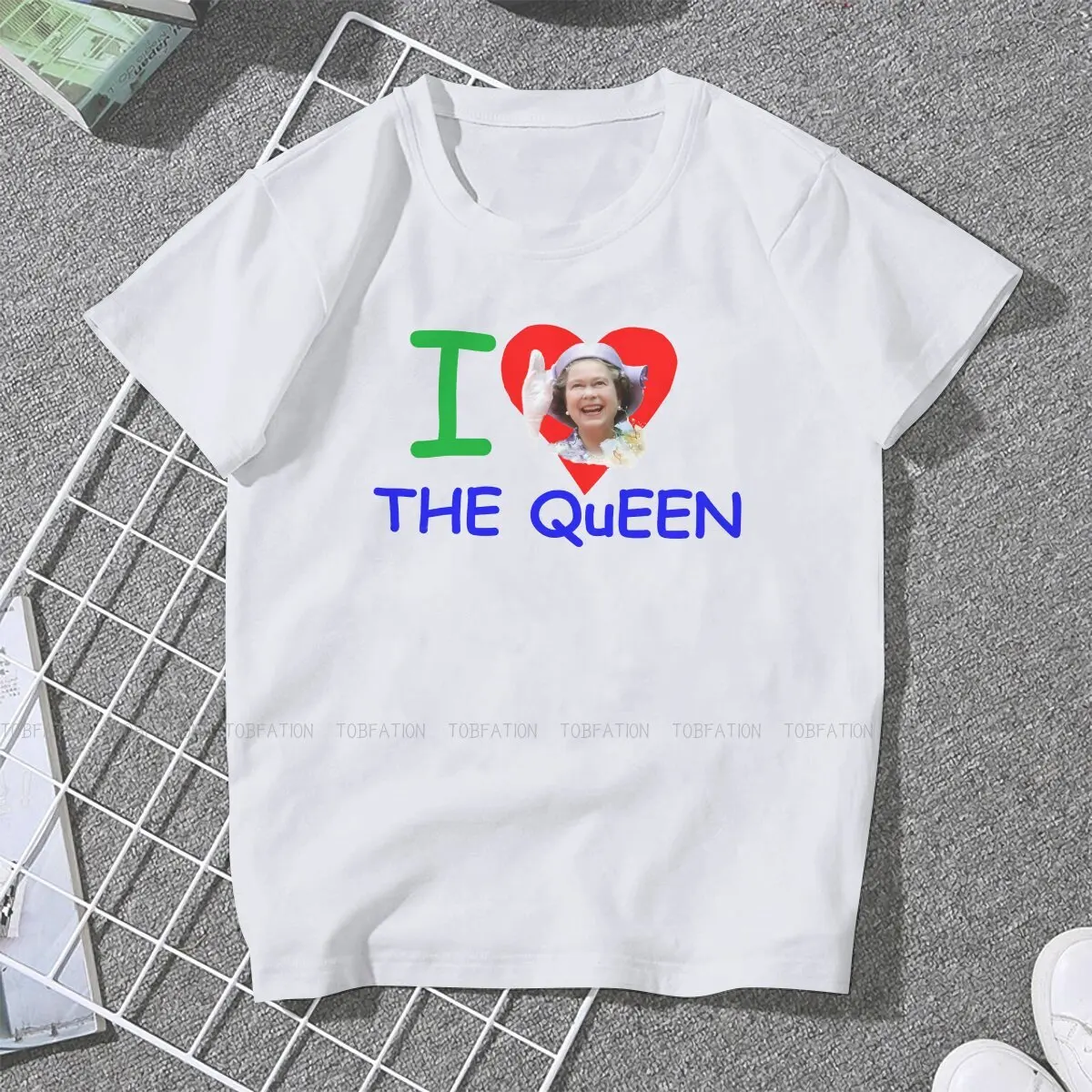 Elizabeth II Women T Shirt I Love The Queen Female Tops Graphic Funny Tees Ladies 4XL Oversized Tshirt