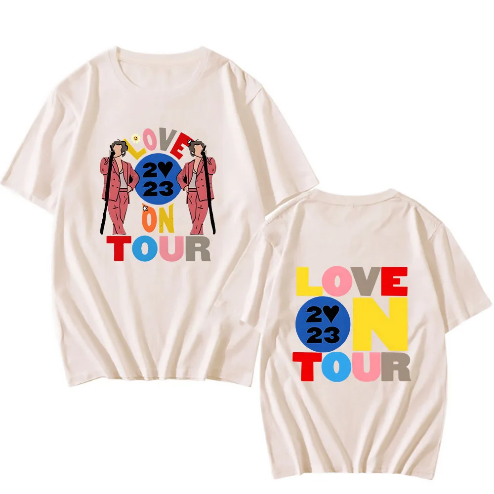 Harrys House Love on Tour Men Clothing Creative Printing Casual Loose Round Neck Summer Short Sleeve Simple Tops Teenage Tide image 4