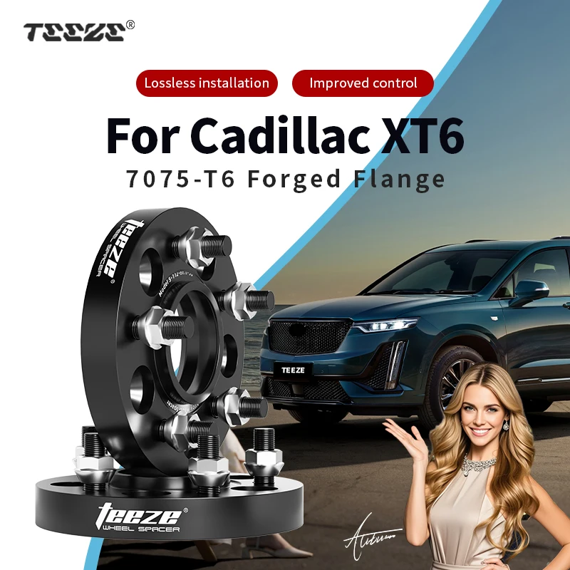 Teeze 2/4pcs 6x120 CB66.9mm M14x1.5 Hub Centric Black Forged wheel spacer For Cadillac XT6 Flange Plate15/20/25/30/35mm