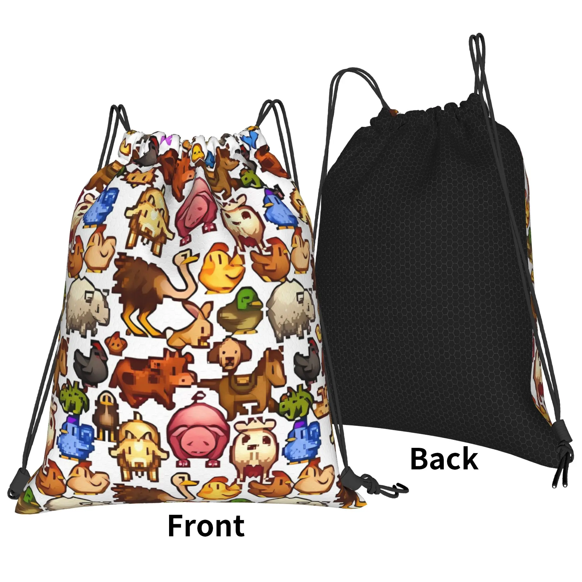 Vintage Animals stardew valley Portable Sports Riding Gym Drawstring Storage Backpacks