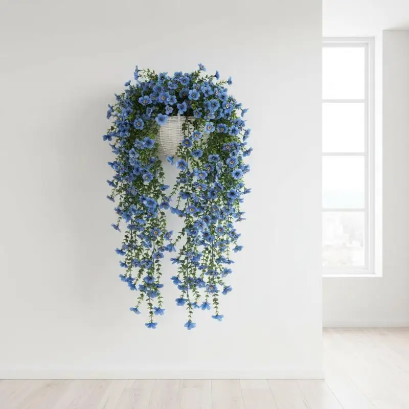 Nouvelles 2 pièces de plantes artificielles en plastique, fausses fleurs de marguerite, lianes suspendues pour arche de mariage, décoration murale de jardin et de maison