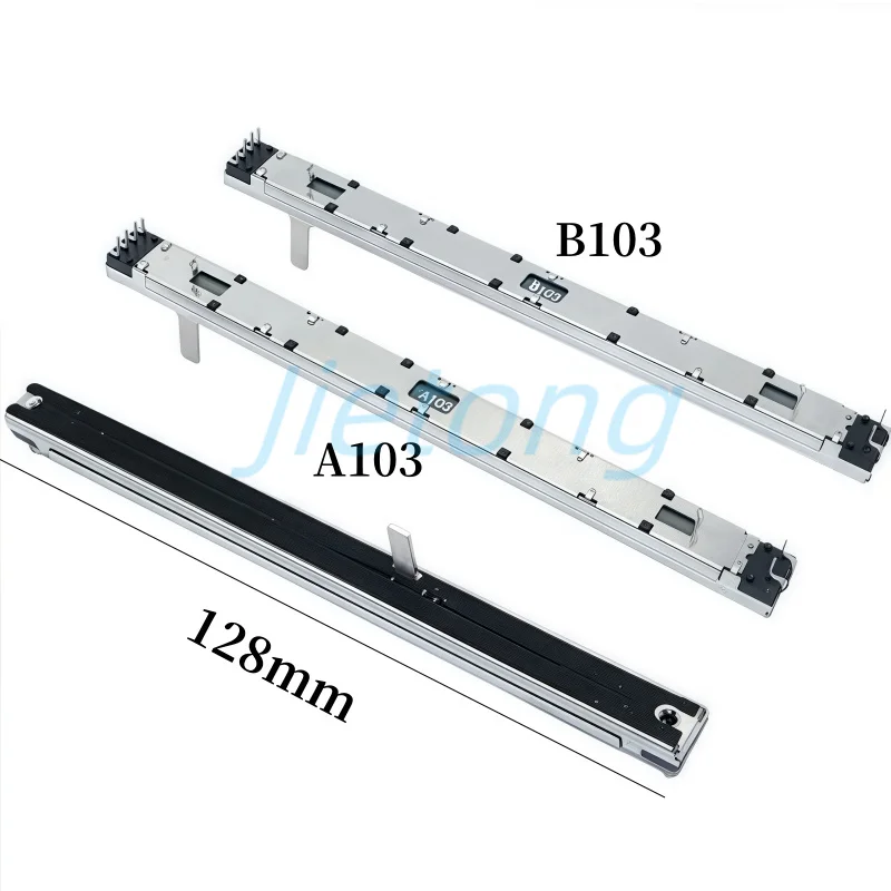 1pc 128mm Straight Slip Potentiometer A103 b103 A10K B10K 6Pins Mixing Console Volume Putter Dual Channel With Dustproof Film