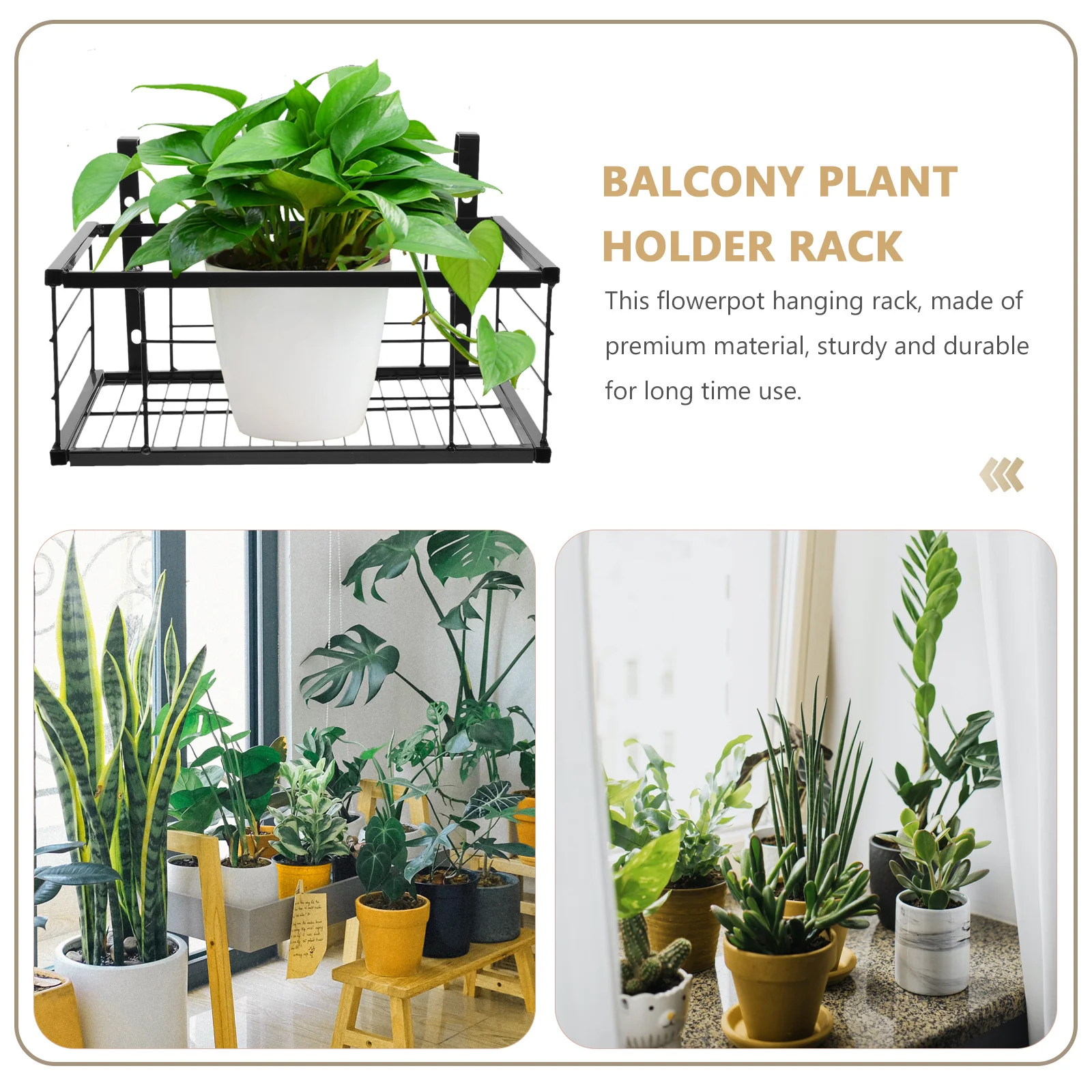 1 Zestaw Stojak na Doniczki Balkonowe Półka na Balustradę Patio Uchwyt na Doniczki Pogrubione Haki Łatwe Zawieszanie Wszędzie Ekspozycja Wielu Roślin