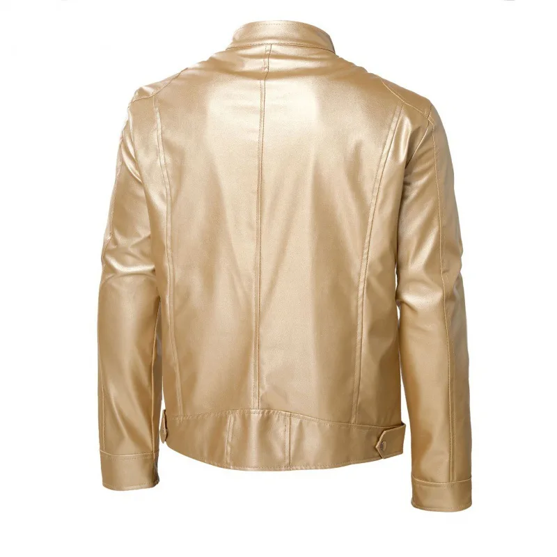 2023 Fashion Men's New Performance Dress Sequin Leather Jacket Men's Nightclub Men's Standing Collar Jacket Jacket Jacket Men's