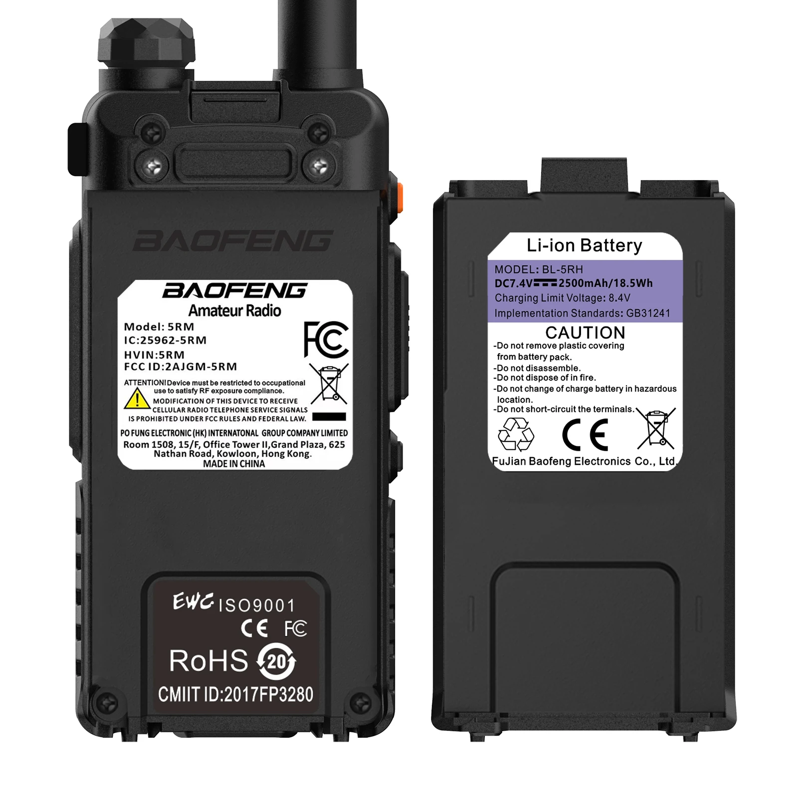 2024 nuevo baofeng 5RM 8W radio portátil multibanda 2500mAh 999CH tipo C carga directa radio bidireccional de largo alcance