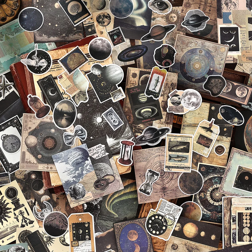 200pcs/pack Time Collection Box Series Retro Ins Scrapbook Decorative Stickers Material Pack DIYJournal Handmade Collage