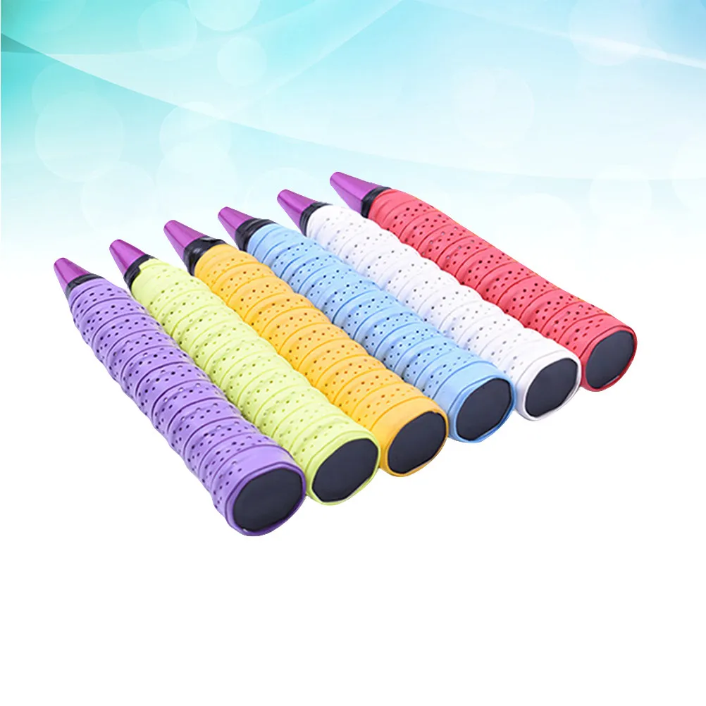 6Pcs Tennis Sweatband Overgrip Tape Anti-Slip Breathable Hollow Holes Absorb Sweat Odor Resistant Sports Exercise Supplies Gear