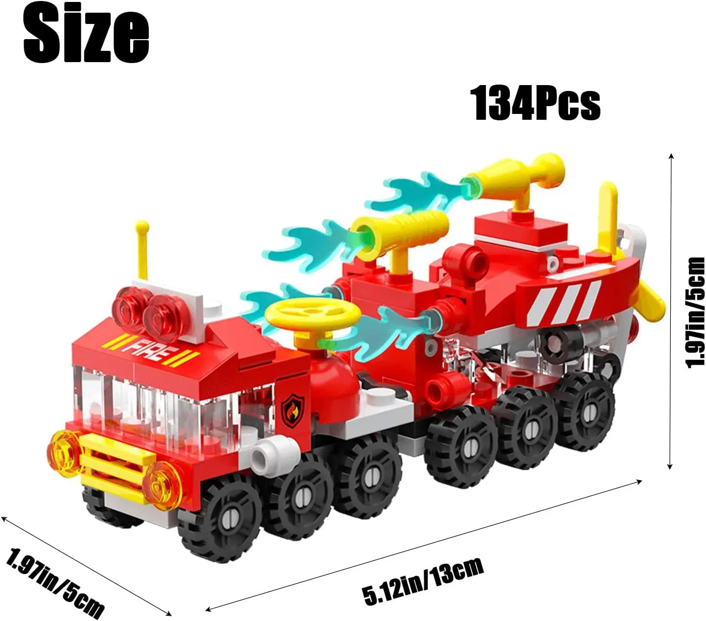 森林消防車ビルディングブロック (134 ピース) |   6歳から12歳対象の6in1 STEM教育玩具 |   消防車付きクリエイティブ建設セット、