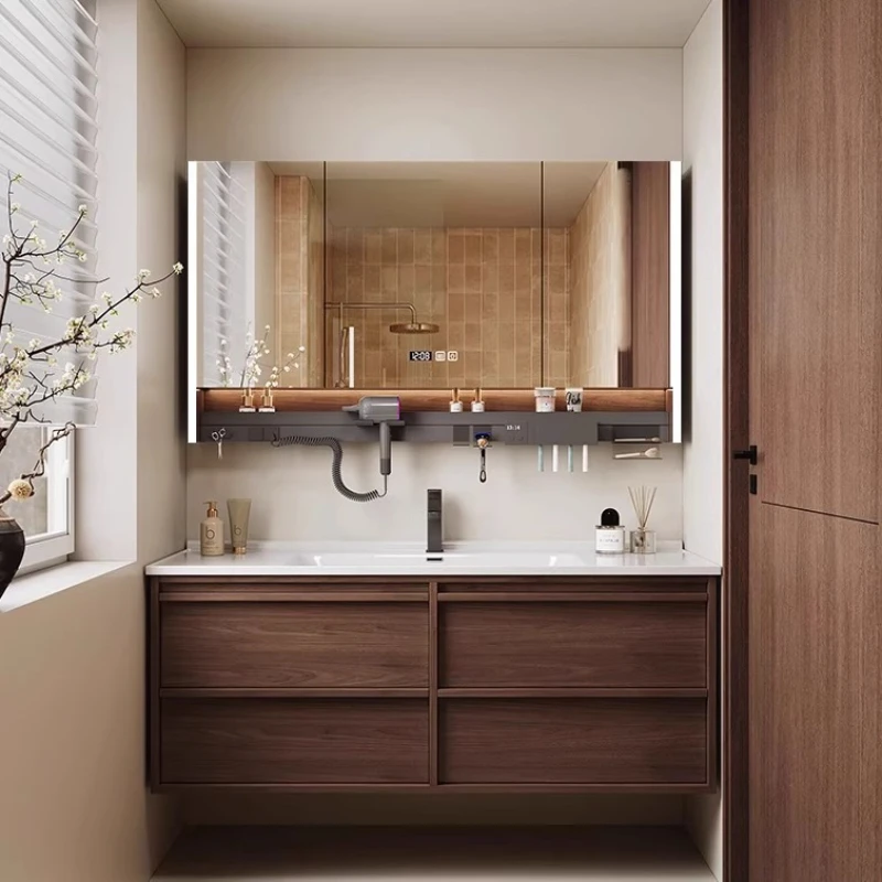 Minimalist Free Bathroom Cabinet Wallnut Installation Undersink Corner Bathroom Cabinet Toilet Space Saving Armoire Furniture