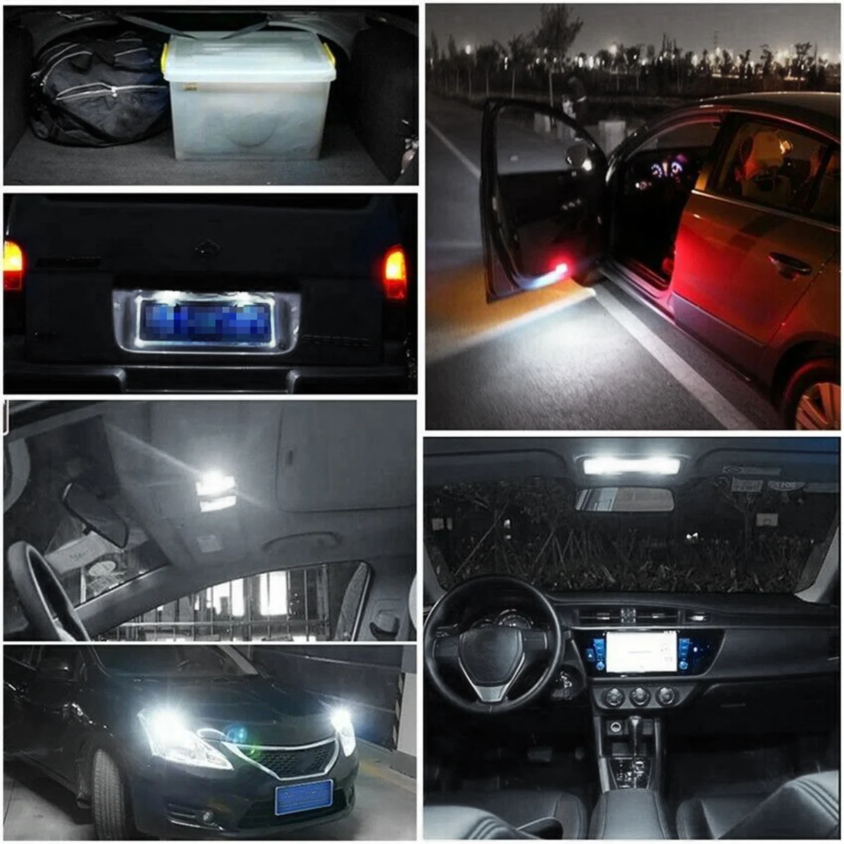 20PCS Car LED Bulb Kit T10 Dc 12v Car Interior Light Dome Light License Plate Light Dome Light Trunk Light Gated Light