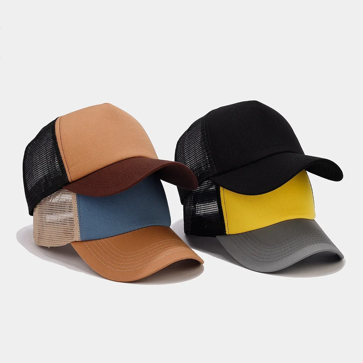 Basic Splicing Light Plate Breathable Baseball Cap Customized Logo Print Embroidery Summer Mesh Foam Outdoor Driver Trucker Hat
