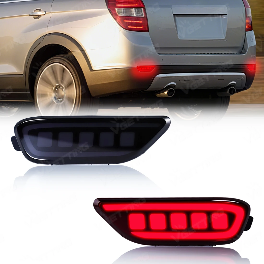 

Светодиодные отражатели заднего бампера для Chevrolet Captiva 2008 2009 2010 2011 2012 2013 2014, сигнализация о торможе, динамический указатель поворота