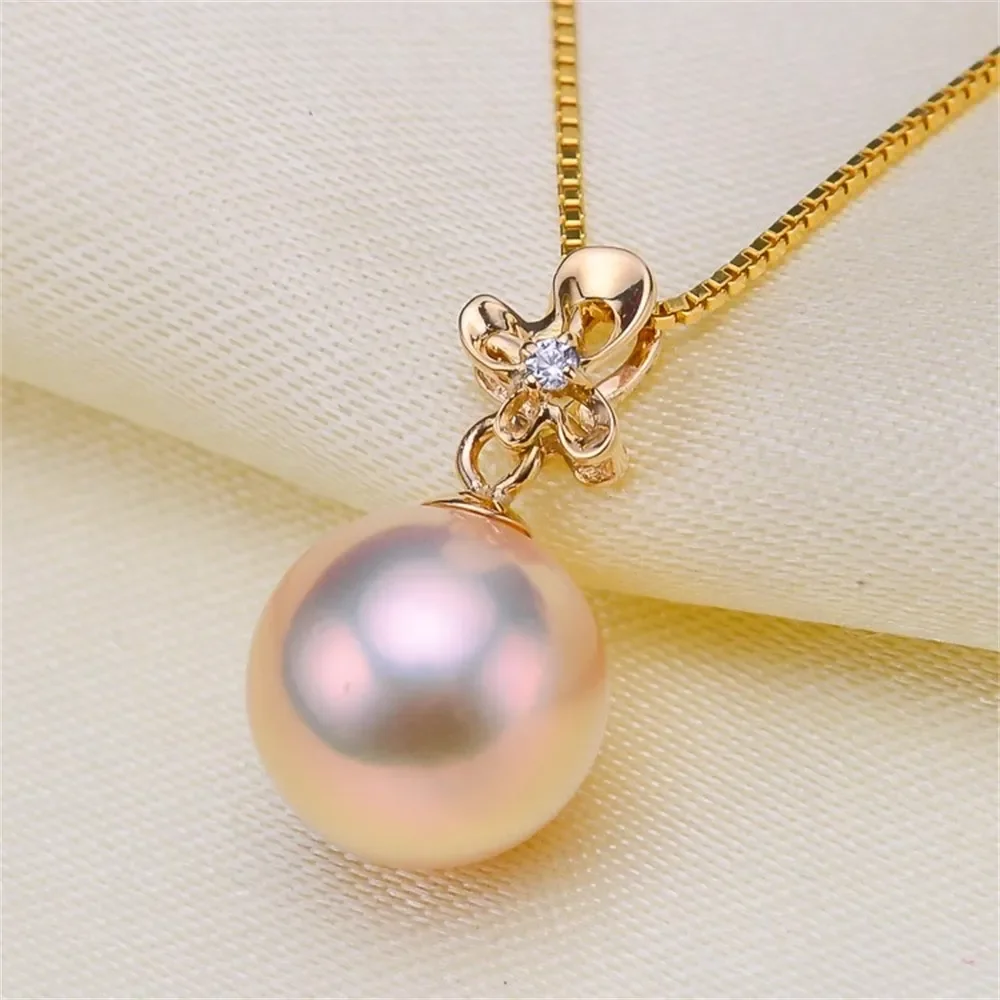 

DIY Accessory G18K Gold Pendant Empty Holder Exquisite Pearl Pendant Necklace Empty Holder Can Be Paired Fit 8-10mm G091