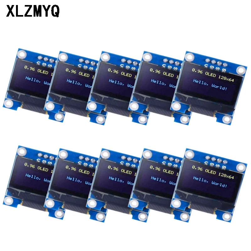 10pcs 0.96 Inch OLED Display Module I2C IIC SPI Serial 128X64 SSD1315 LCD 4Pin White/Blue/Yellow Blue For Arduino LED Display
