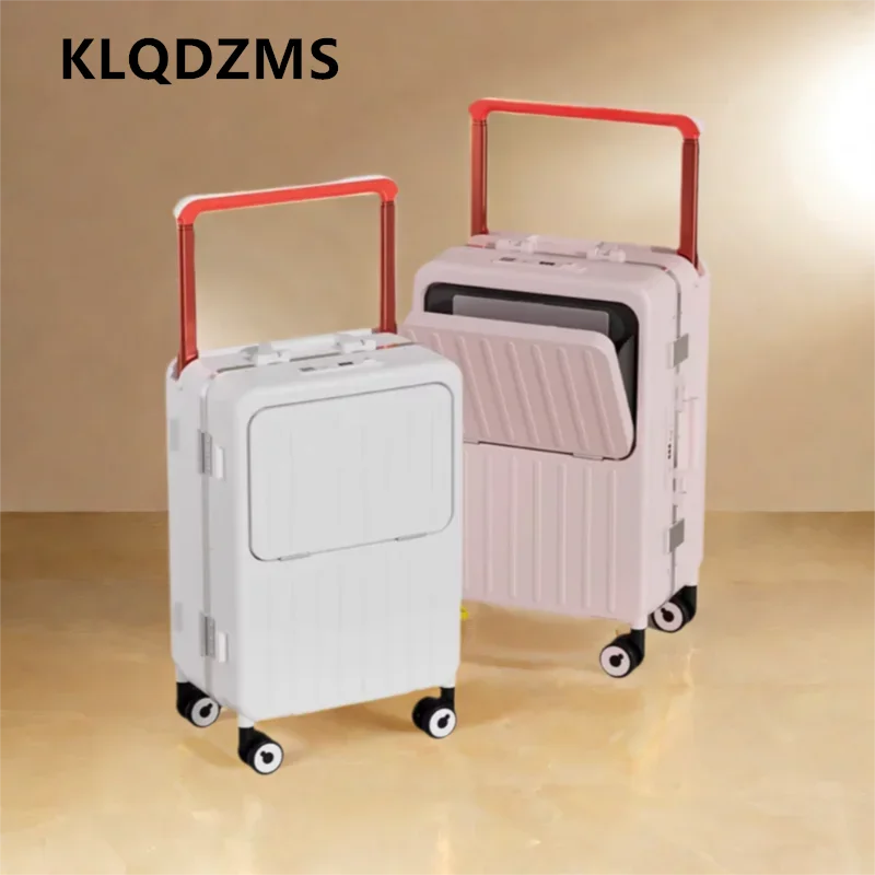 KLQDZMS 20 "24 بوصة المتداول حقيبة USB شحن متعددة الوظائف حقيبة تروللي بعجلات الجبهة افتتاح الصعود صندوق ABS + الكمبيوتر المحمول الأمتعة #5