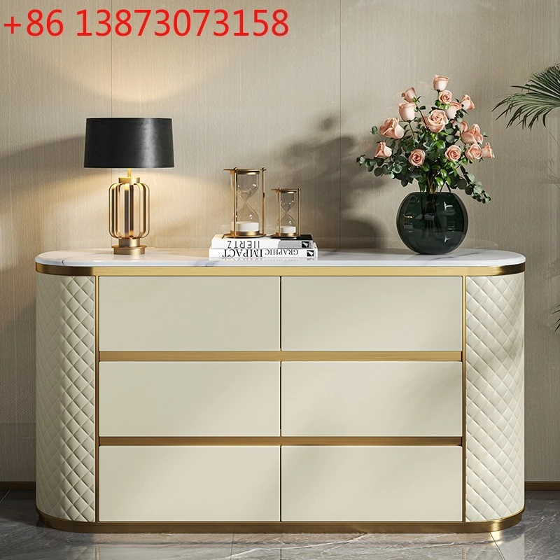 

Light luxury six-chest chest bucket cabinet Italian post-modern marble custom mansion senior entrance bedroom storage