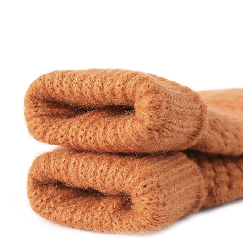 قفازات دافئة بشاشة لمس متماسكة للنساء والرجال ، صوف مقلد ، إصبع كامل ، قفازات كروشيه للإناث ، سميكة ، شتوية