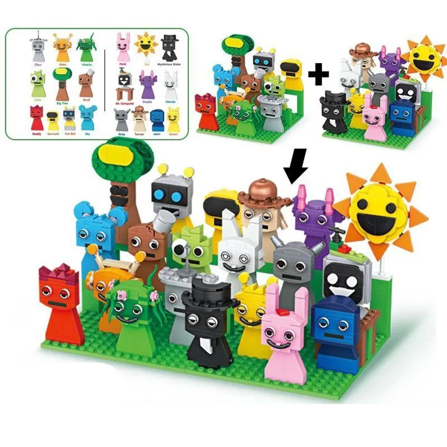 9pcs MOC Figures Building Blocks Set Horror Game Figure Bricks Toys for Kid Xmas Easter Gift Music Box