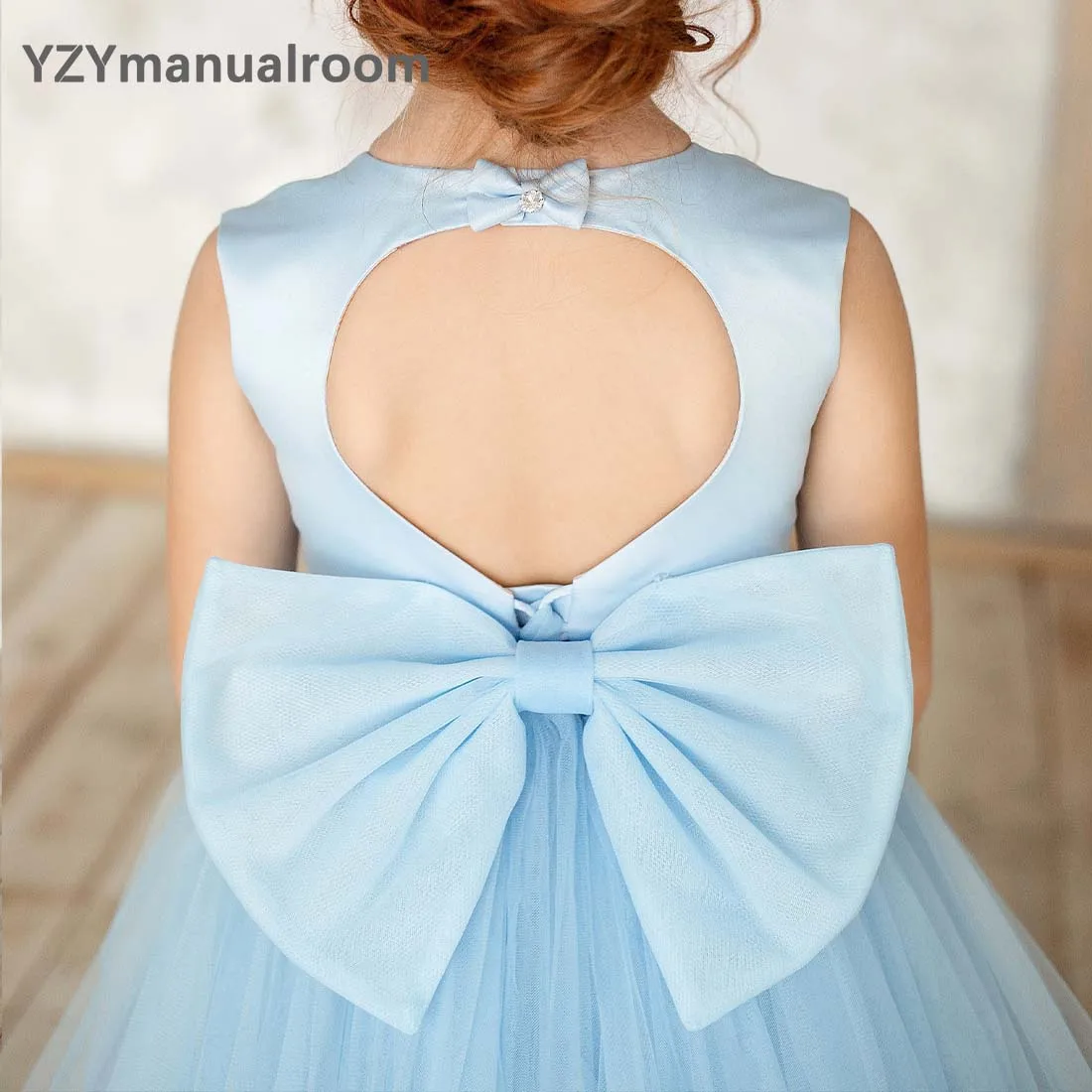 YZYmanualroom Elegant Tulle ดอกไม้ชุดเดรสเด็กผู้หญิง Junior ชุดเดรสเพื่อนเจ้าสาวคริสต์มาส Sparkly เด็กสำหรับงานแต่งงานชุดงาช้าง