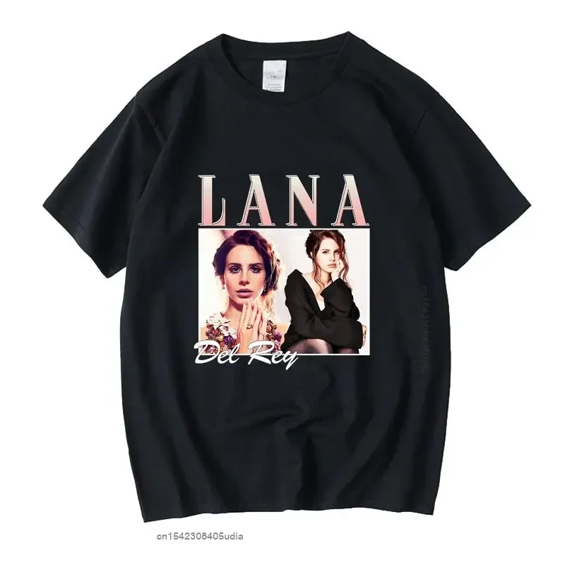 

Lana Del Rey Manga Vintage Unisex Black Tshirt Men Tshirts Casual Retro Graphic T Shirts Cotton T Shirt Man Woman Tees Tops