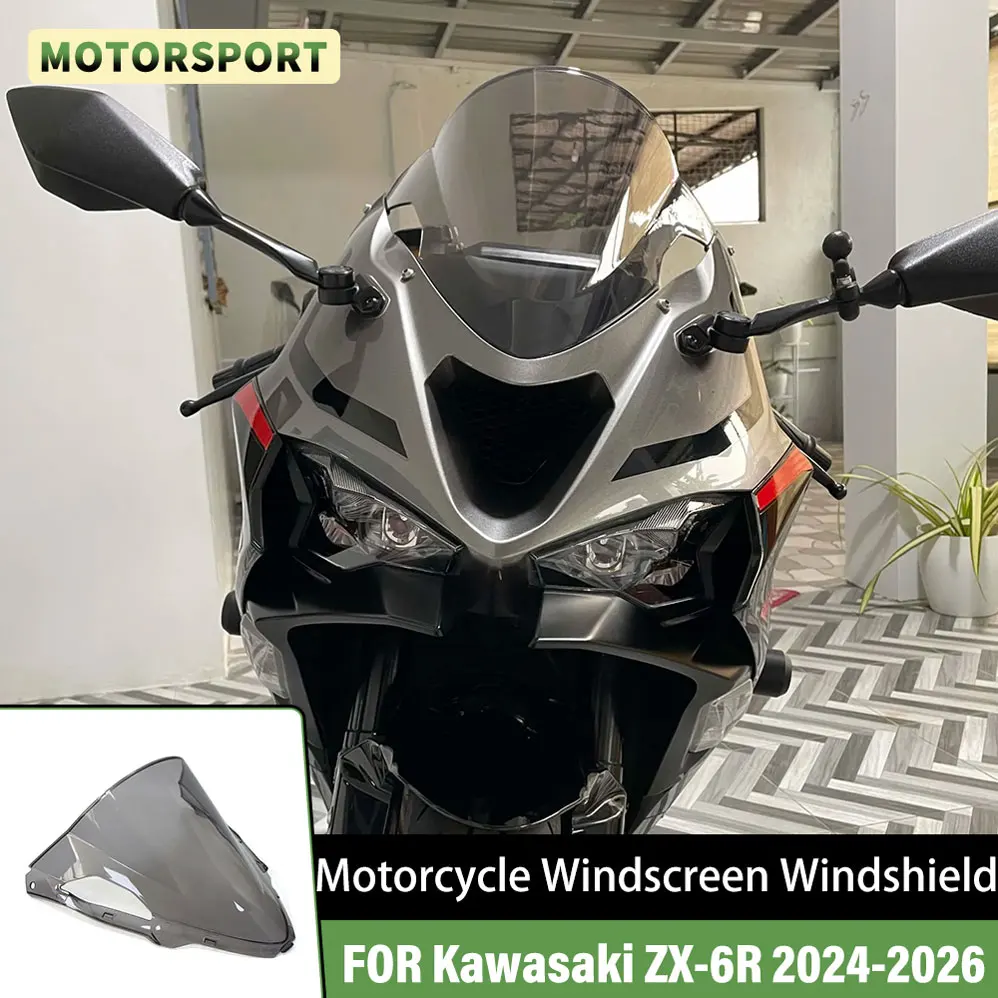 For Kawasaki For Ninja ZX-6R ZX6R ZX 6R 2024 2025 2026 Motorcycle Windscreen Windshield Wind Deflectors Double Shield Protector