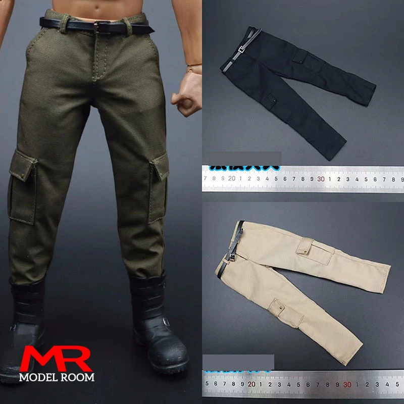 AFS 1/6 Scale Male Combat Pants Casual Trousers with Belt Clothes Model Fit 12'' Soldier Action Figure Body Dolls