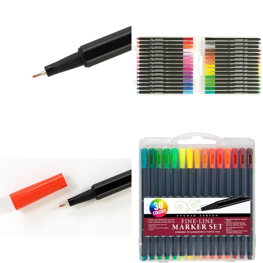 

Studio Series Fine-Line Marker Set with 30 Vibrant Colors and 0.4mm Tips Ideal for Art Projects Bullet Journaling Coloring Sket