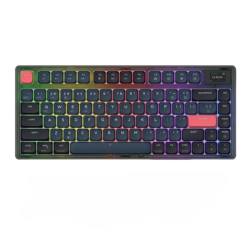 Imagem -06 - Teclado Mecânico sem Fio Tri-mode Rgb Tela Led Portátil Personalizado Perfil Baixo Escritório Jogos pc Laptop 84 Chaves Ak832