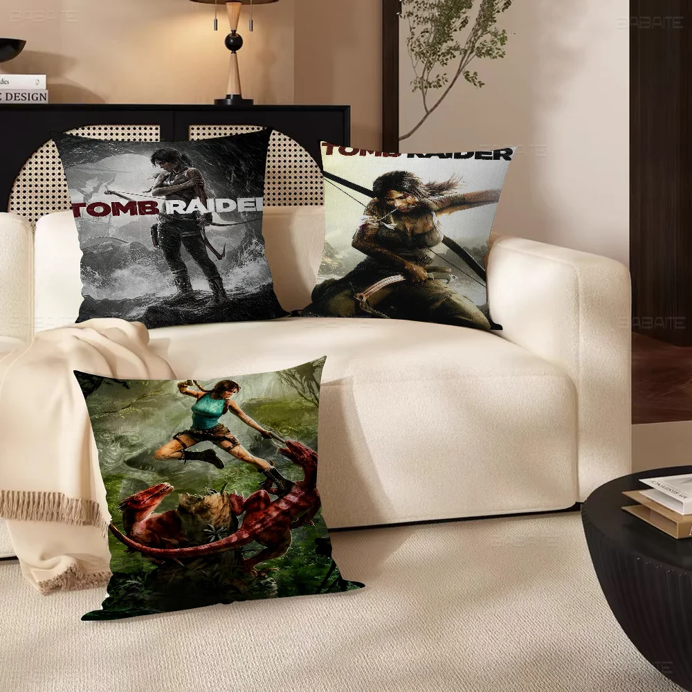 Action Adventure T-Tomb R-Raider Cushion Cover Car Throw Pillow Case For Sofa Car Christmas Gift 40x40cm 45x45cm