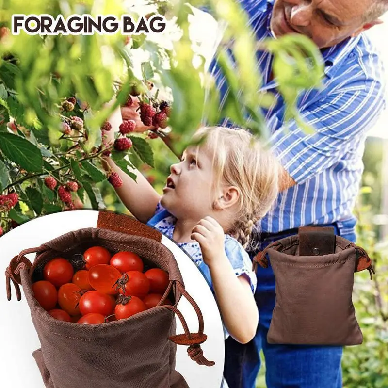 Orchard Foraging Bag Waist Hanging Bag Leather Canvas Picking Bag Jungle Artisan Bag Outdoor Camping Storage Bag Nut Storage Bag