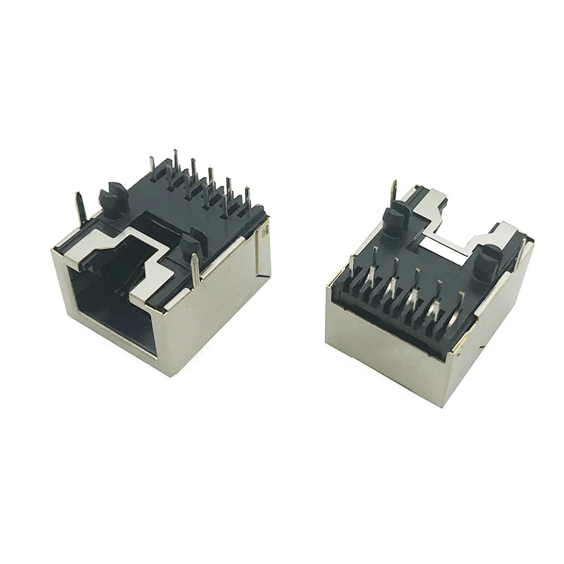 

20PCS 5321 RJ50 Network socket 10P10C flat pin with shielding shell 90 degree horizontal female socket interface H=11.75mm