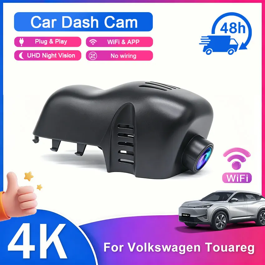 4K Dash Cam for VW Volkswagen Touareg 2012-2018 4K Wifi Car DVR Video Recorder Dash Cam Front Rear Camera Original Design