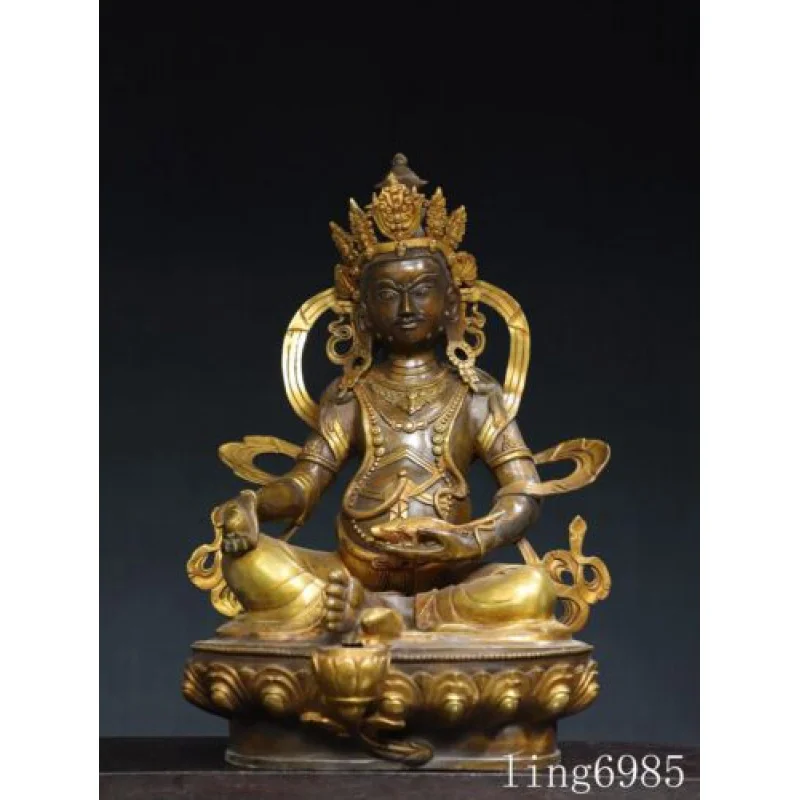 

old Tibet Buddhism temple bronze Gilt wealth Yellow Jambhala Buddha God statue 45 cm