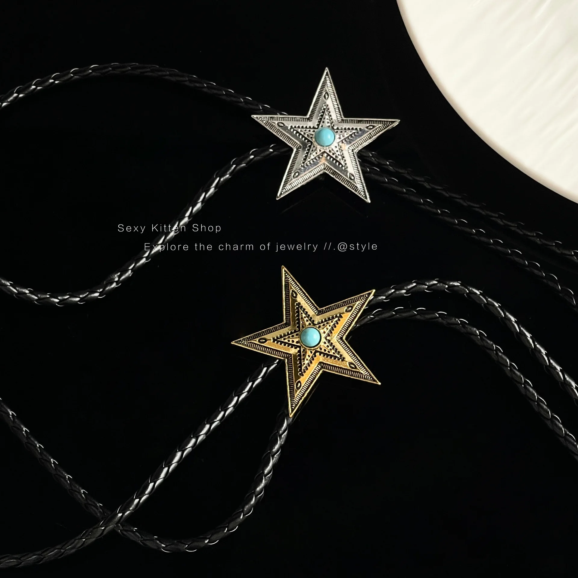 Y2k ستار حزام للنساء Harajuku قلادة 2000s حزام فتاة الجمالية قلادة الفيروز قلادة خمر اكسسوارات