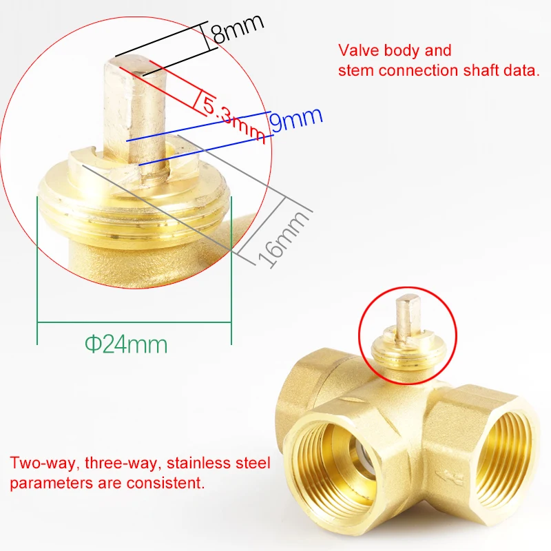 DN32 Electric Ball Valve Three-Way Brass Ball Valve Body Female Thread