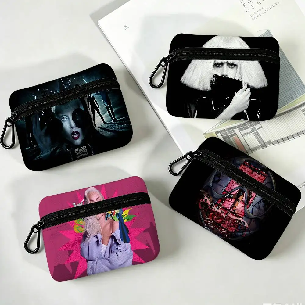 Classic Singer L-LadyGaga Waterproof Oxford Cloth Zipper Wallet Portable Hanging Small Coin Purse For Travel