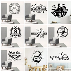 1 pc hairdressed haircut wallsticker Decal Removable Vinyl Mural Poster For barbershop Decoration Wall Art MURAL Drop Shipping