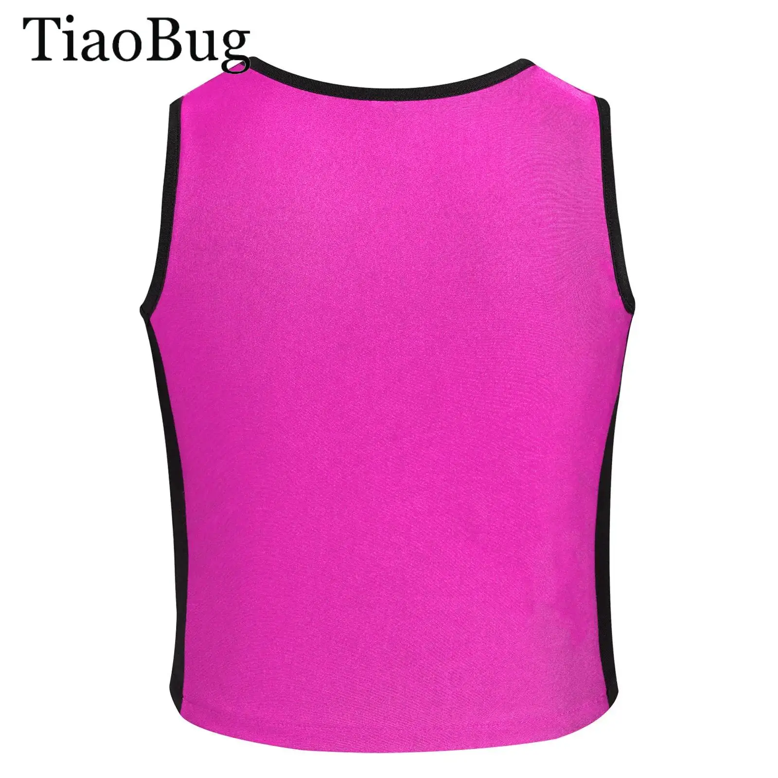 

Jazz Hip-hop Dance Tops for Kids Girls Shiny Sequin Crop Top Color Block Patchwork Tank Top Vest Hip Hop Street Athletic Costume