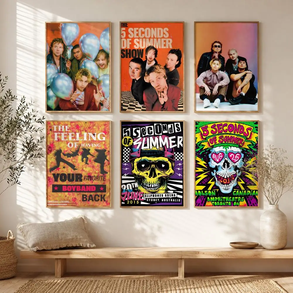 Band 5 S-seconds Of Summer Poster Modern Canvas Wall Art High-Quality Print Poster For Hallway Living Room Home Decor