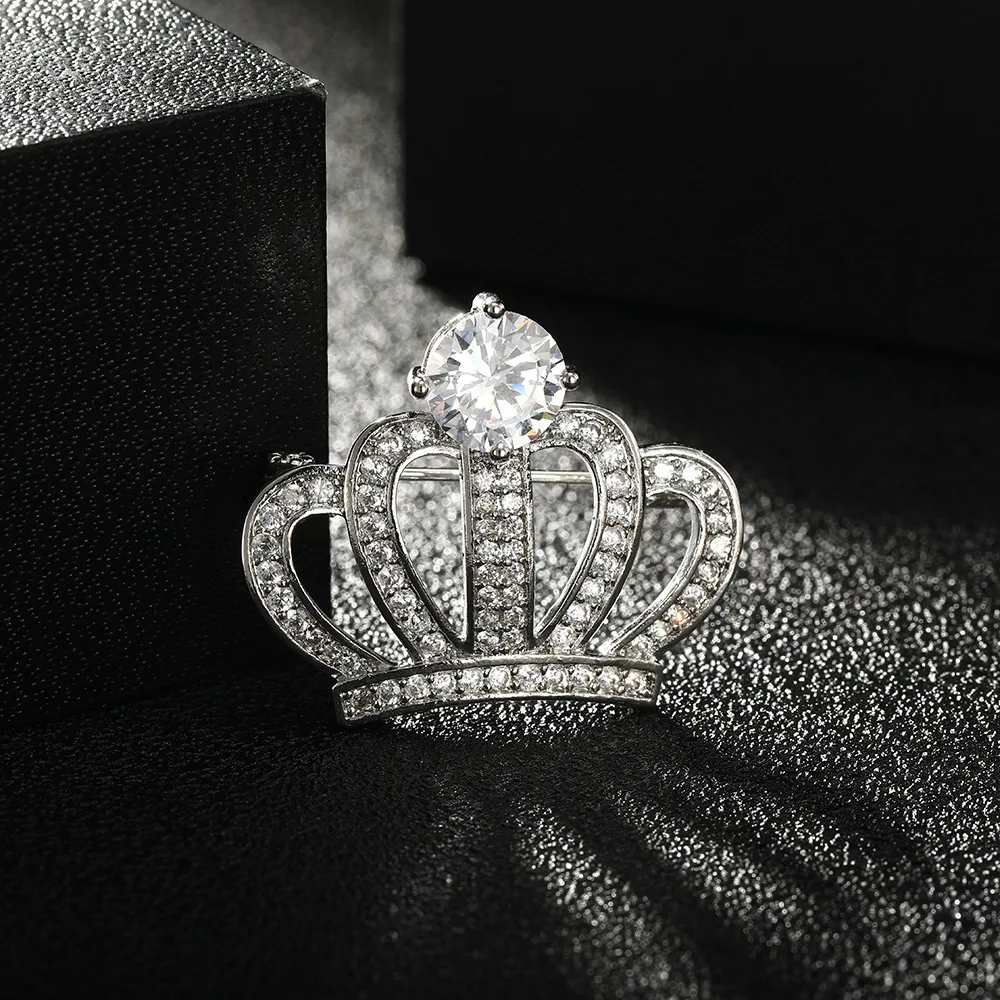 SKEDS Exquisite Luxury Rhinestone Corwn Brooches For Women  Fashion Elegant Crsytal Tiara Buckle Jewelry Accessories Gift