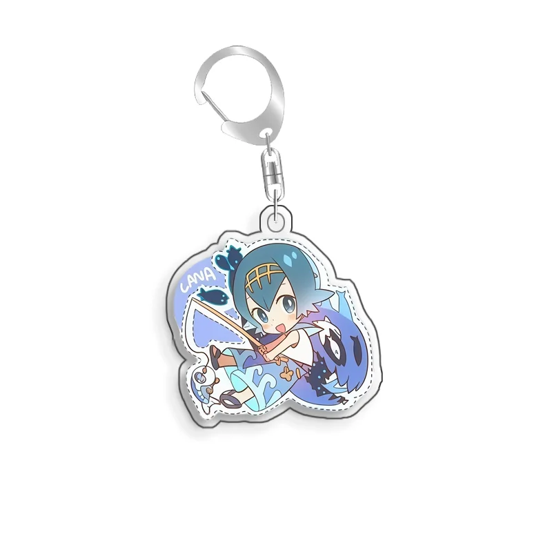 For Pokemon Elf Qikchu Hilbert Hilda Nate Rosa Calem Original Acrylic Selfmade Cute Cartoon Anime Keychain Pendant Toy Gift 5cm