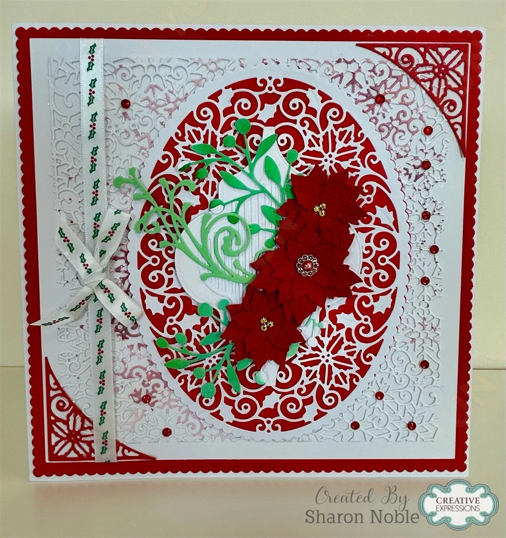 Holly Snowflake Dl Elegant Poinsettia Circle Oval Craft Dies Cuts DIY Scrapbooking New Year Christmas Holiday Card Gift Molds